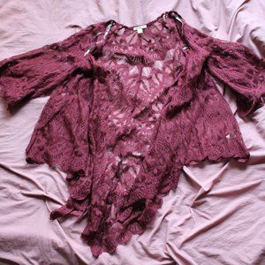 Burgundy Lace Cardigan